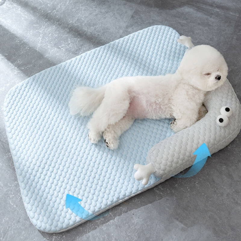 Cama para perros con protección de cuello y cama para mascotas con enfriamiento natural