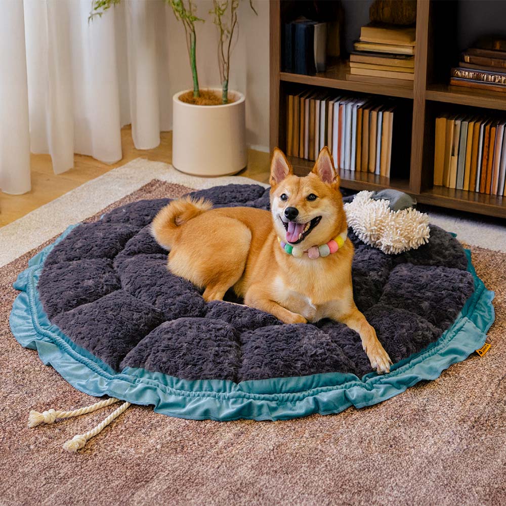 Cama para perros ajustable y relajante inspirada en la naturaleza: nido de felpa