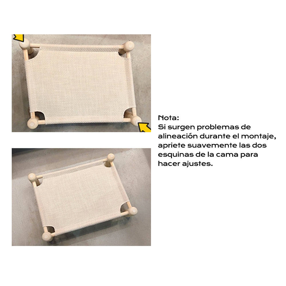 Cama para mascotas de madera y lino resistente a los arañazos