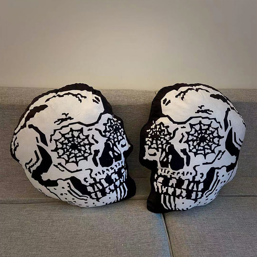 Adorno decorativo para sofá con forma de calavera y fantasma espeluznante de Halloween