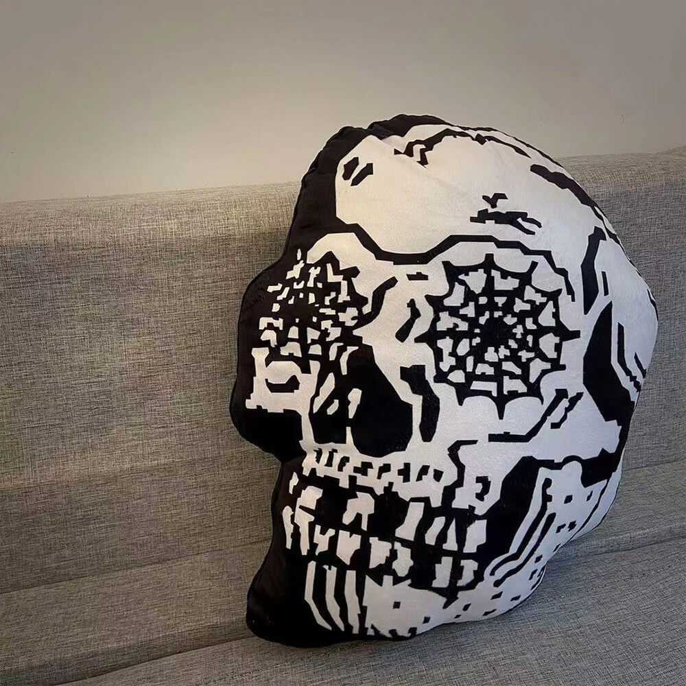 Adorno decorativo para sofá con forma de calavera y fantasma espeluznante de Halloween