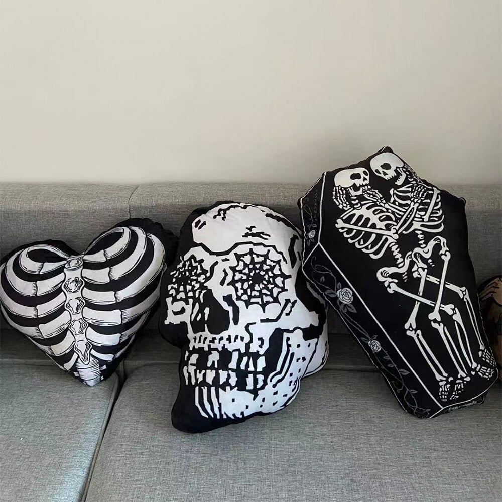 Adorno decorativo para sofá con forma de calavera y fantasma espeluznante de Halloween