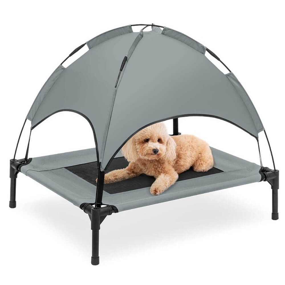 Cama elevada para perros con dosel, impermeable, portátil, transpirable y para exteriores