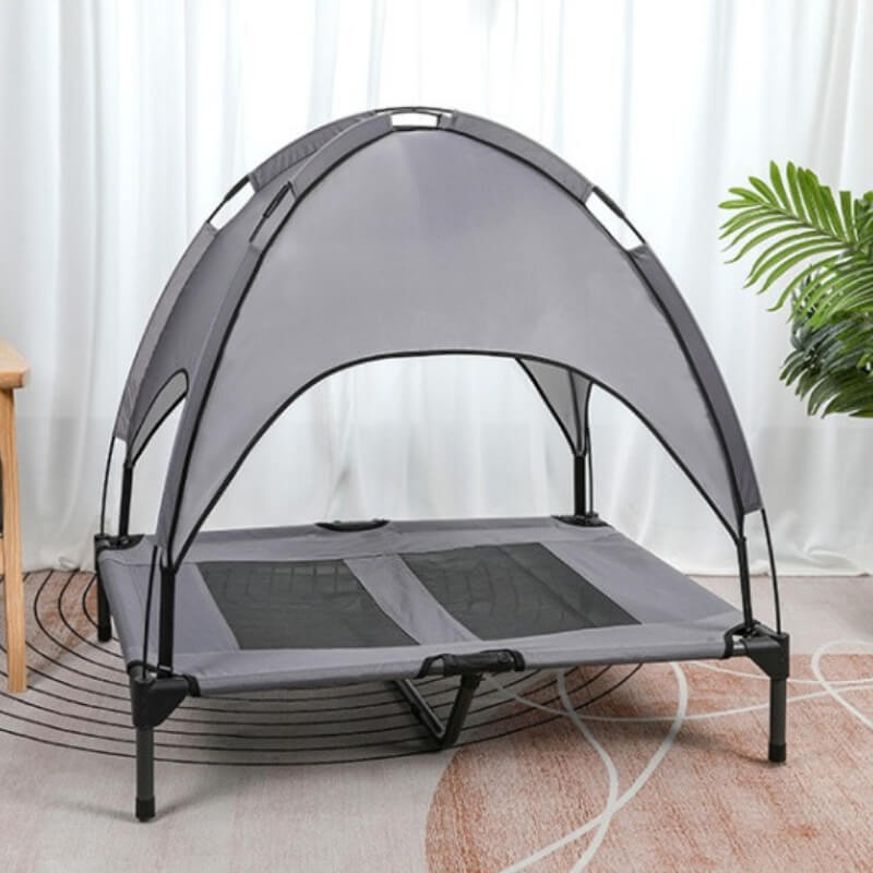 Cama elevada para perros con dosel, impermeable, portátil, transpirable y para exteriores