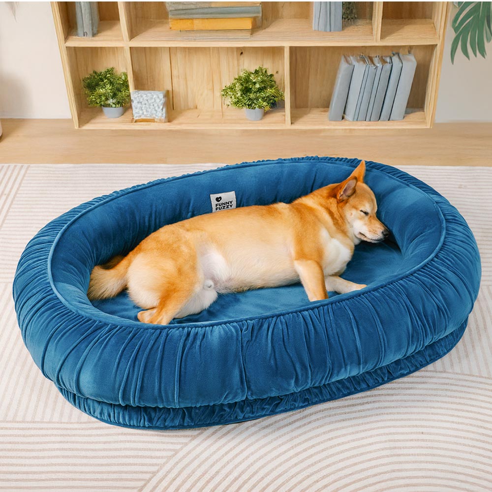 Cama desmontable para perros y gatos con soporte ortopédico ovalado y acogedora