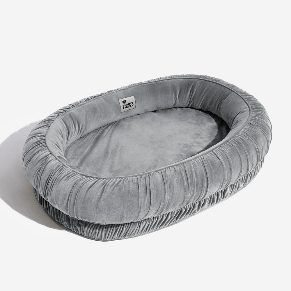 Cama desmontable para perros y gatos con soporte ortopédico ovalado y acogedora