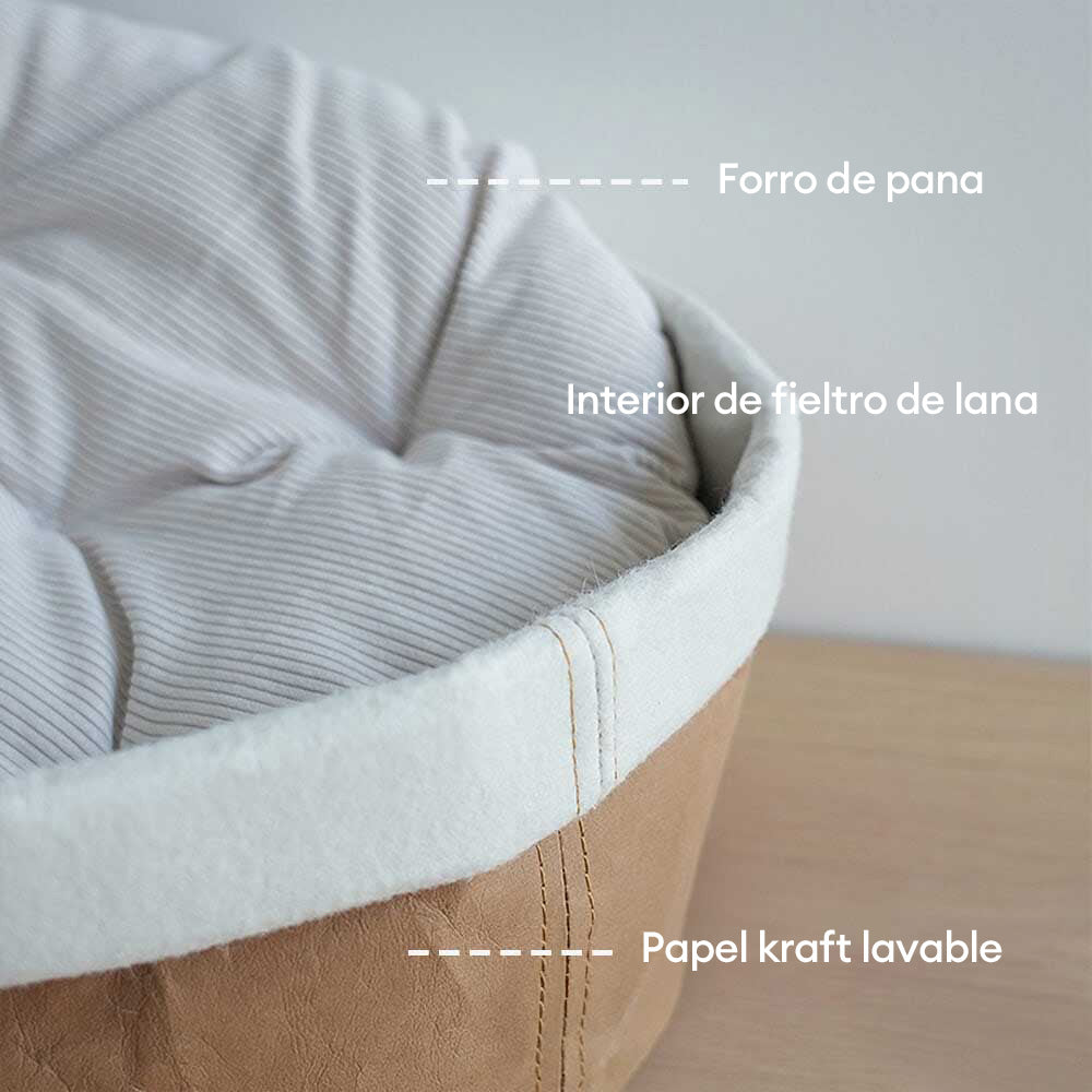 Cama minimalista plegable lavable de papel kraft para gatos