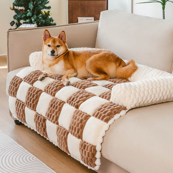 Matín de perro de sofá sofá acogedor a cuadros - Snugpad