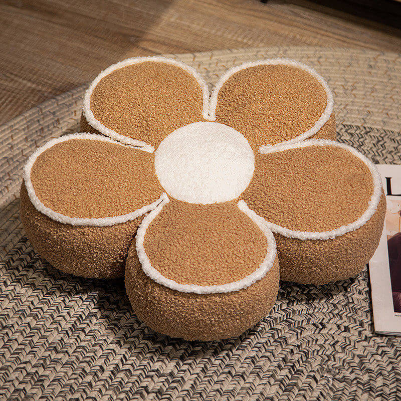 Almohada decorativa con flores de peluche