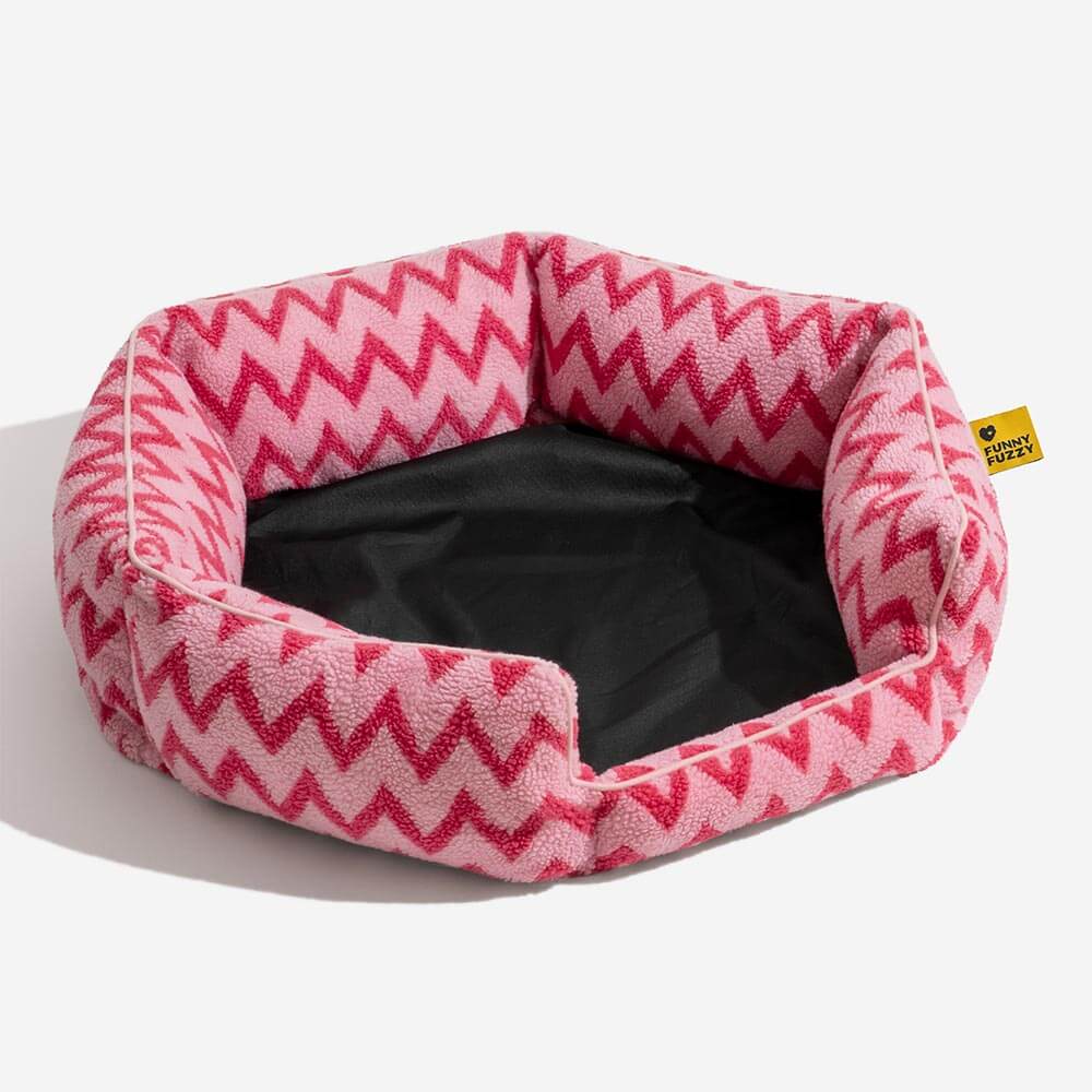 Cama para gatos de chevrón Plush Retreat - El abrazo cálido