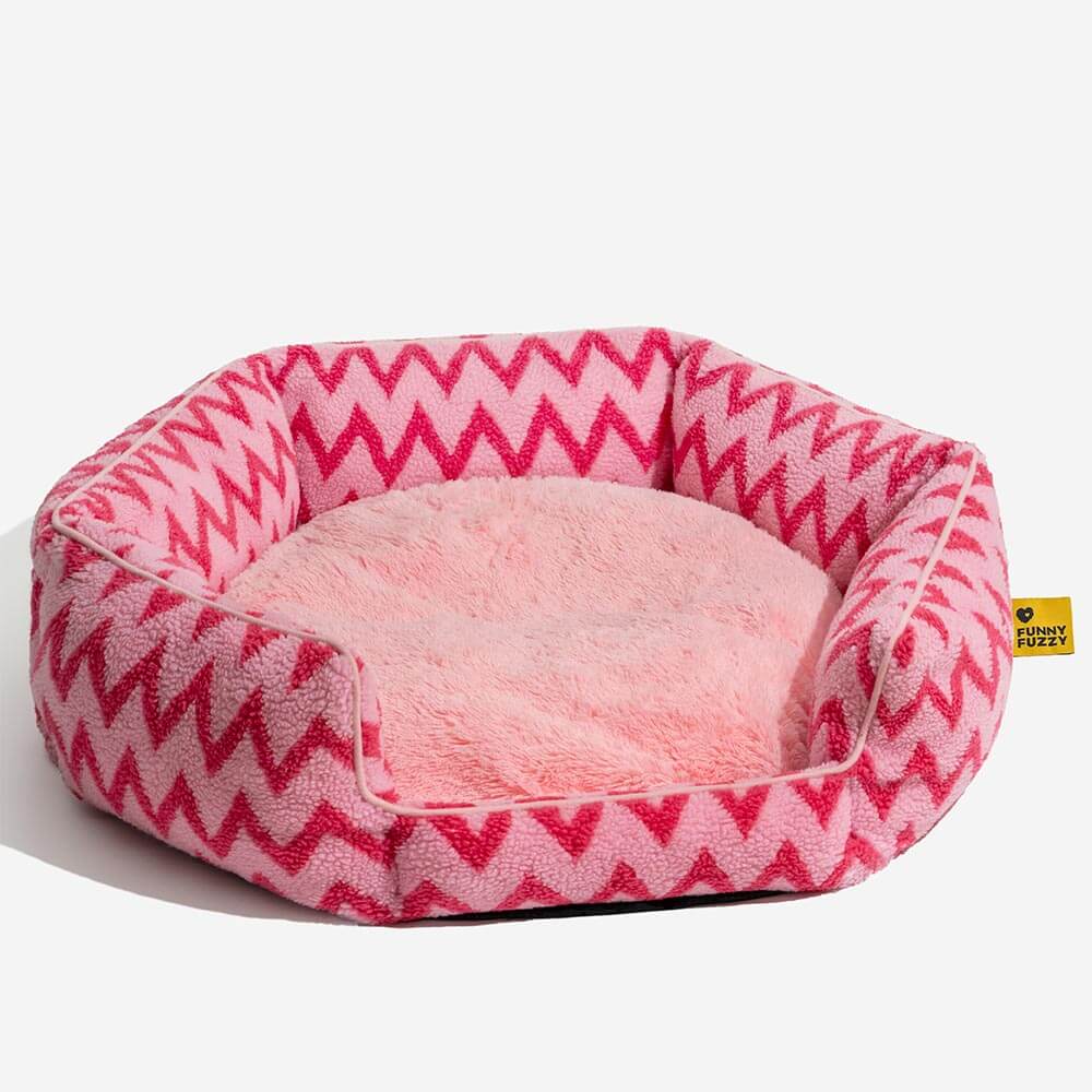 Cama para gatos de chevrón Plush Retreat - El abrazo cálido