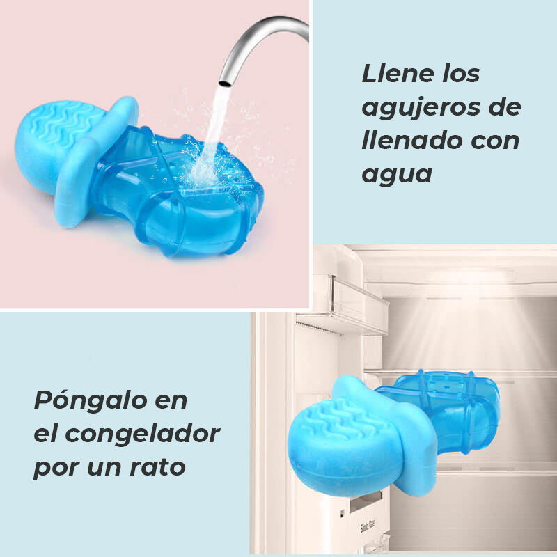 Juguete de dentición para perros con polo de hielo lleno de agua de goma refrescante