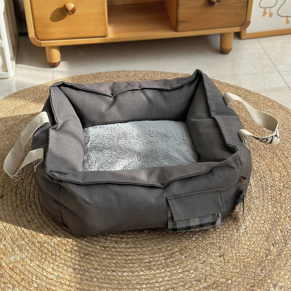 Cama portátil para mascotas con asa Cama para perros acogedora y lavable