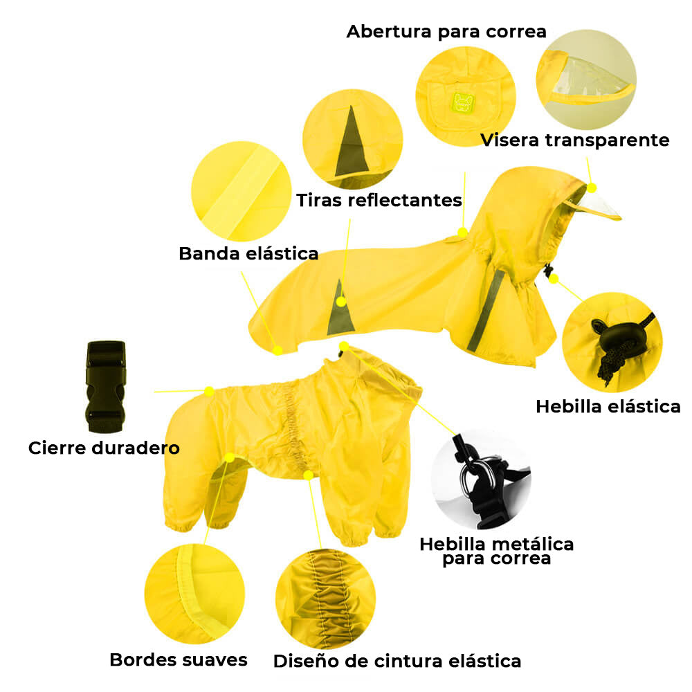 Chubasquero reflectante a prueba de viento e impermeable con capucha para perro