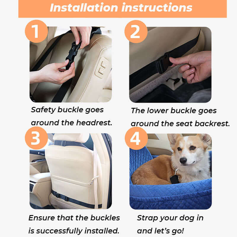 Cama de viaje para mascotas de seguridad extraíble Cama grande para asiento de coche para perros