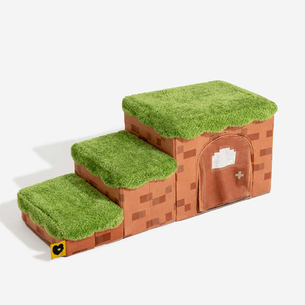 Escalera de mascotas plegable hecha a mano de píxeles retro con almacenamiento - Blocky PawGame