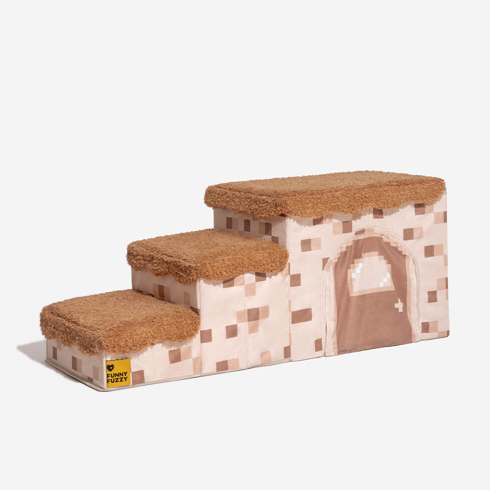 Escaleras de mascotas plegadas de píxeles retro con almacenamiento - Bloody Pawgame