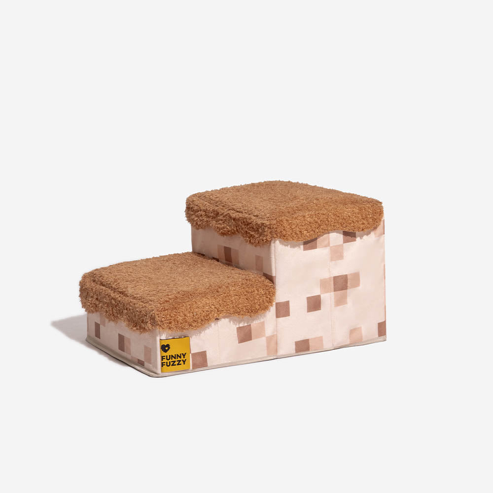 Escalera de mascotas plegable hecha a mano de píxeles retro con almacenamiento - Blocky PawGame
