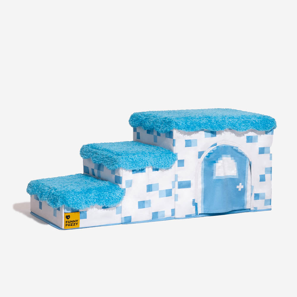 Escaleras de mascotas plegadas de píxeles retro con almacenamiento - Bloody Pawgame