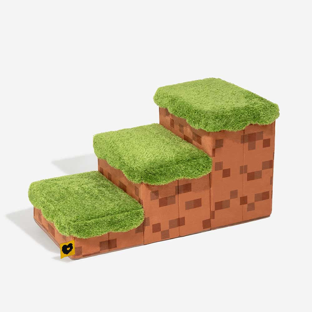 Escalera de mascotas plegable hecha a mano de píxeles retro con almacenamiento - Blocky PawGame