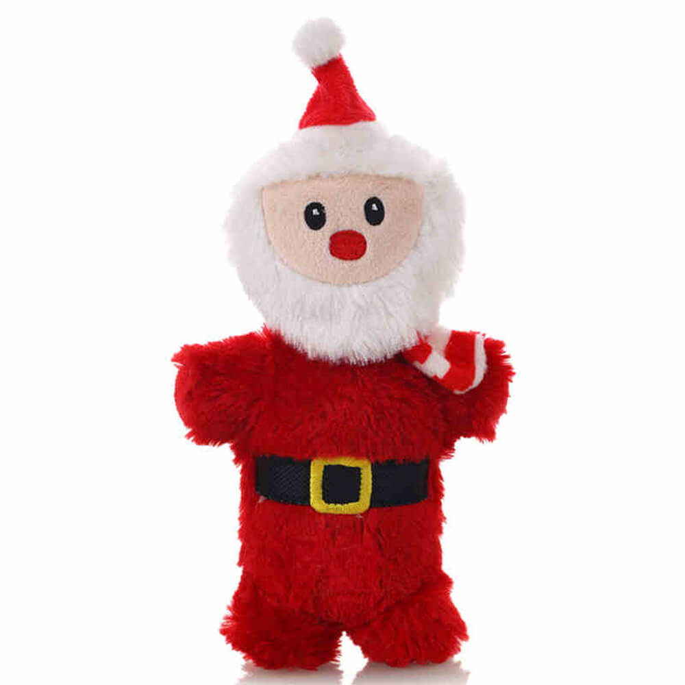 Muñeco de Papá Noel navideño, juguete interactivo de peluche para perros con chirrido duradero