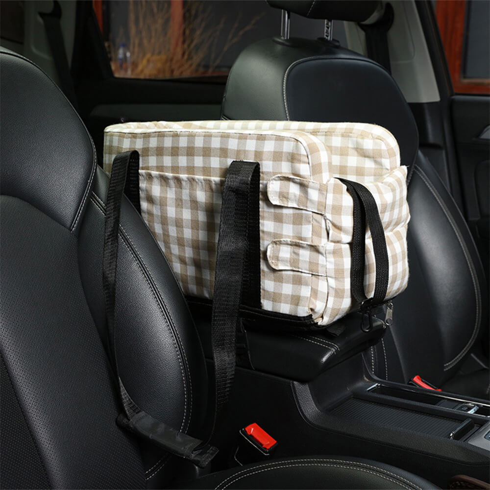 Asiento de seguridad para perros portátil y elegante para el coche con consola central