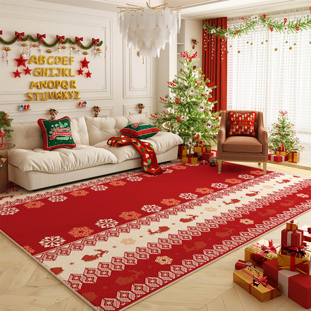 Alfombra decorativa antideslizante multiusos para el hogar de gran superficie con diseño de Feliz Navidad