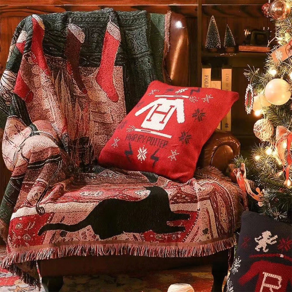 Manta decorativa multifuncional de punto de jacquard para Navidad