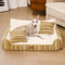 Plush Warm Stripe Orthopedic Dog & Cat Sofa Bed With Pillows- Grove Couch
