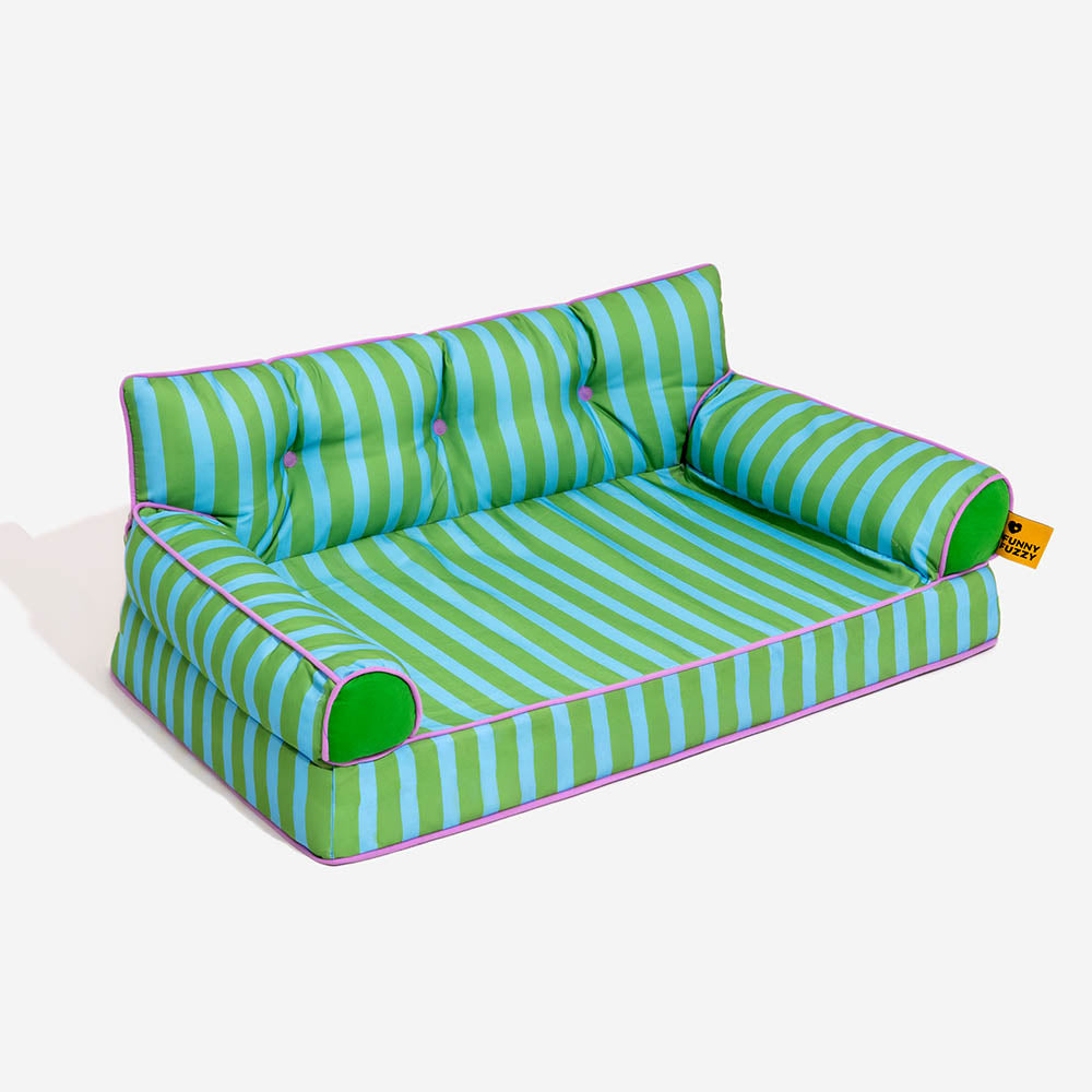 Sofá cama plegable para perros con diseño moderno, repelente al agua y con rayas - Sunny Siesta