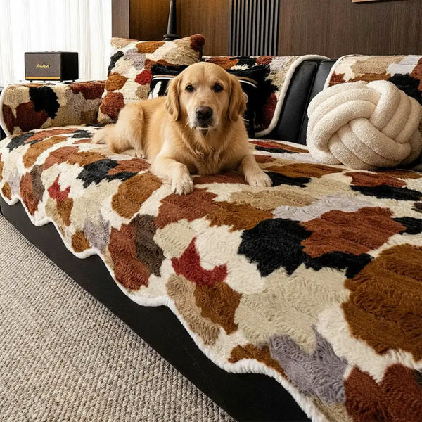 Chenille Art Corrugated Breatable No-Slip Couch Cover Coach