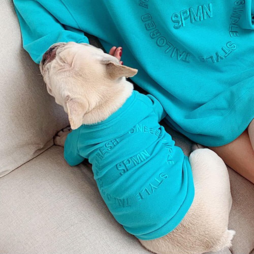 Sudadera elegante de manga larga bordada para mascotas y su dueño, ropa a juego