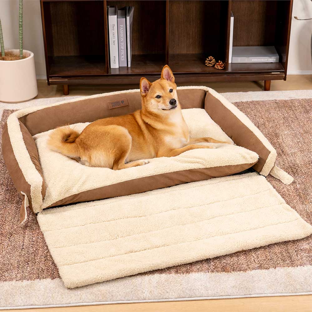 Cama grande y acogedora para perros con edredón plegable