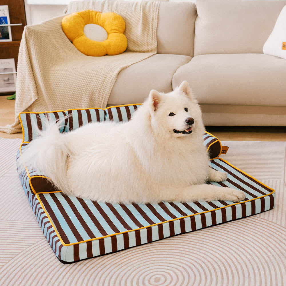 Sofá cama plegable para perros con diseño moderno, repelente al agua y con rayas - Sunny Siesta