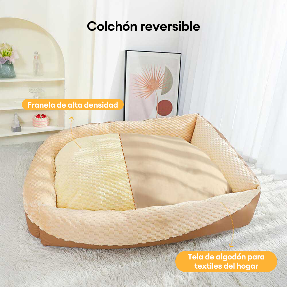 Cama ortopédica vintage para perros y gatos, cálida y acogedora, de felpa y con paredes altas