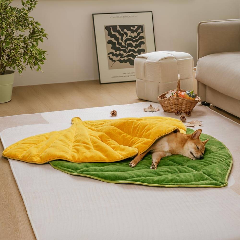 Alfombrilla lavable para perros con forma de hoja de peluche - The Leaf Collector