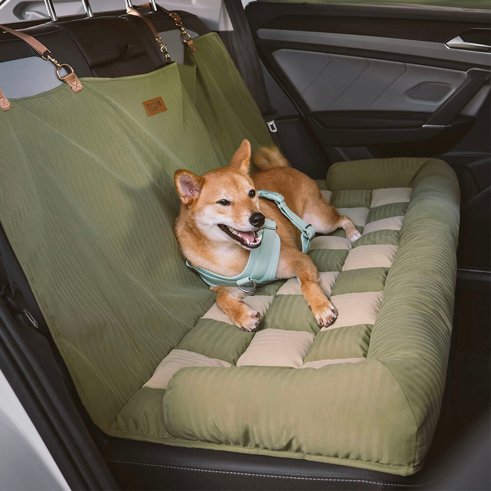 Cojín de viaje Asiento trasero de seguridad Cama grande para asiento de automóvil para perros - Salón de tablero de ajedrez