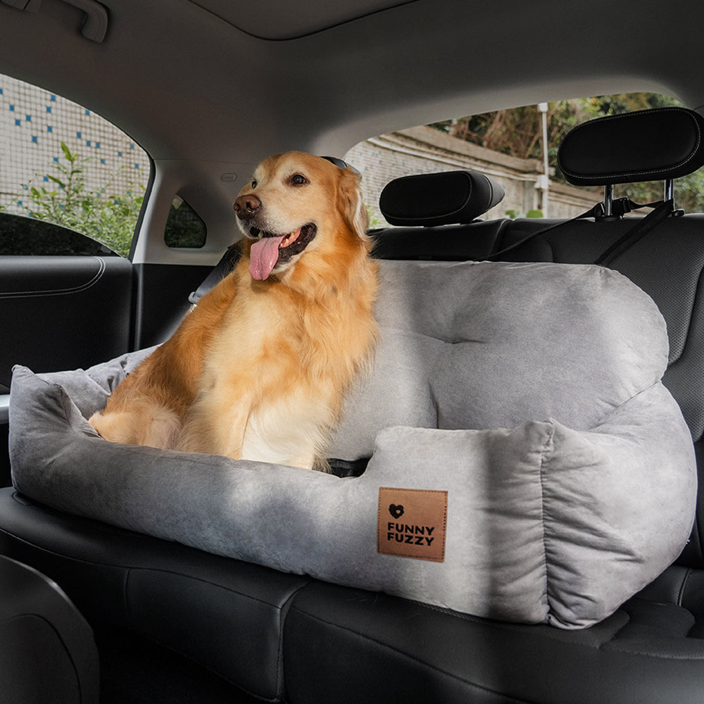 Cama de Asiento Trasero para Perros de Tamaño Mediano a Grande con Refuerzo para Viajes en Coche