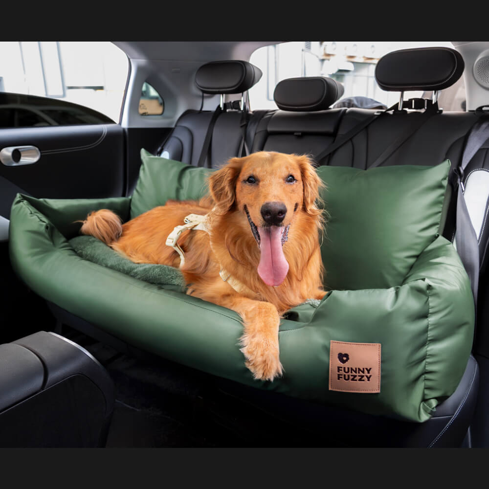 Cama de respaldo impermeable y segura para perros medianos y grandes para viajes en coche