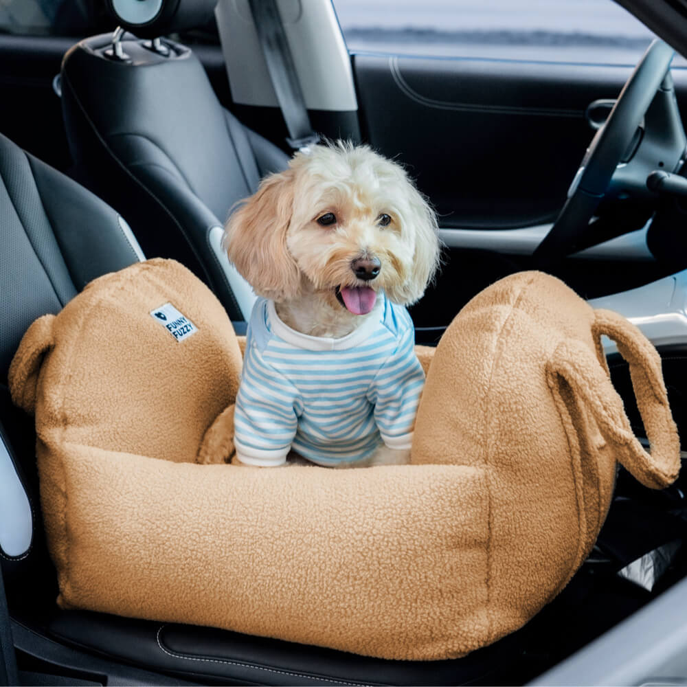 Protector de viaje, cómoda y gruesa cama para asiento de coche para perros de lana de cordero sintética