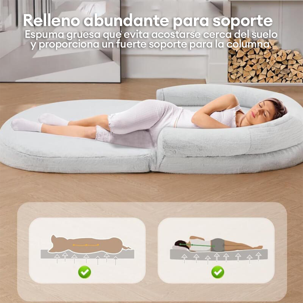 Cama grande y elegante de felpa para perros, cama plegable para perros y humanos