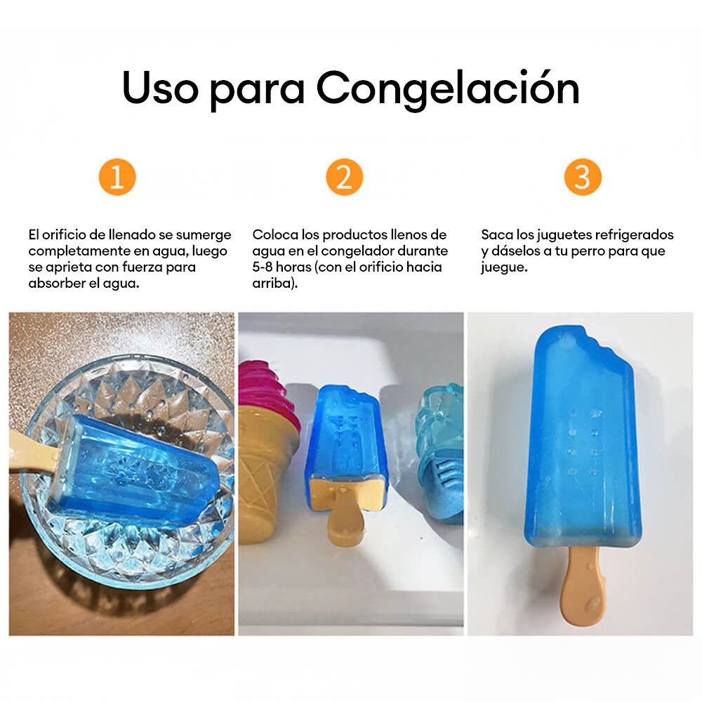 Juguete interactivo para perros de TPR duradero con forma de paleta congelable