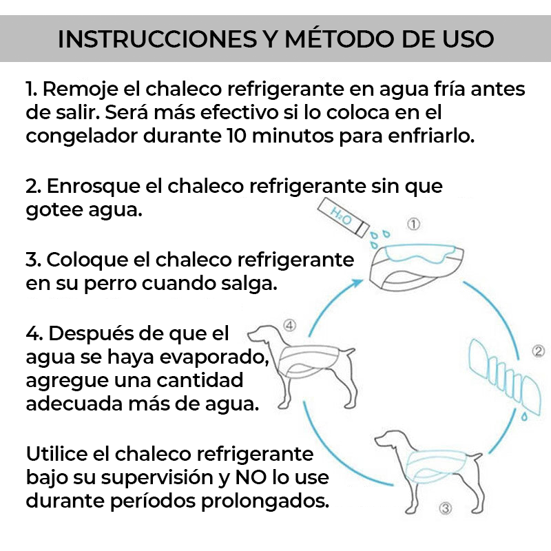 Chaleco transpirable para la prevención de insolaciones Chaleco de enfriamiento para perros empapado en agua