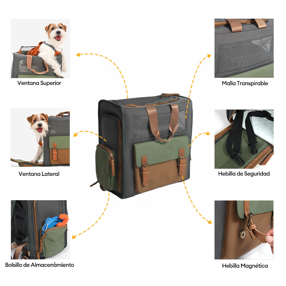 Mochila para transportar mascotas al aire libre, de lona impermeable y transpirable, de dos colores