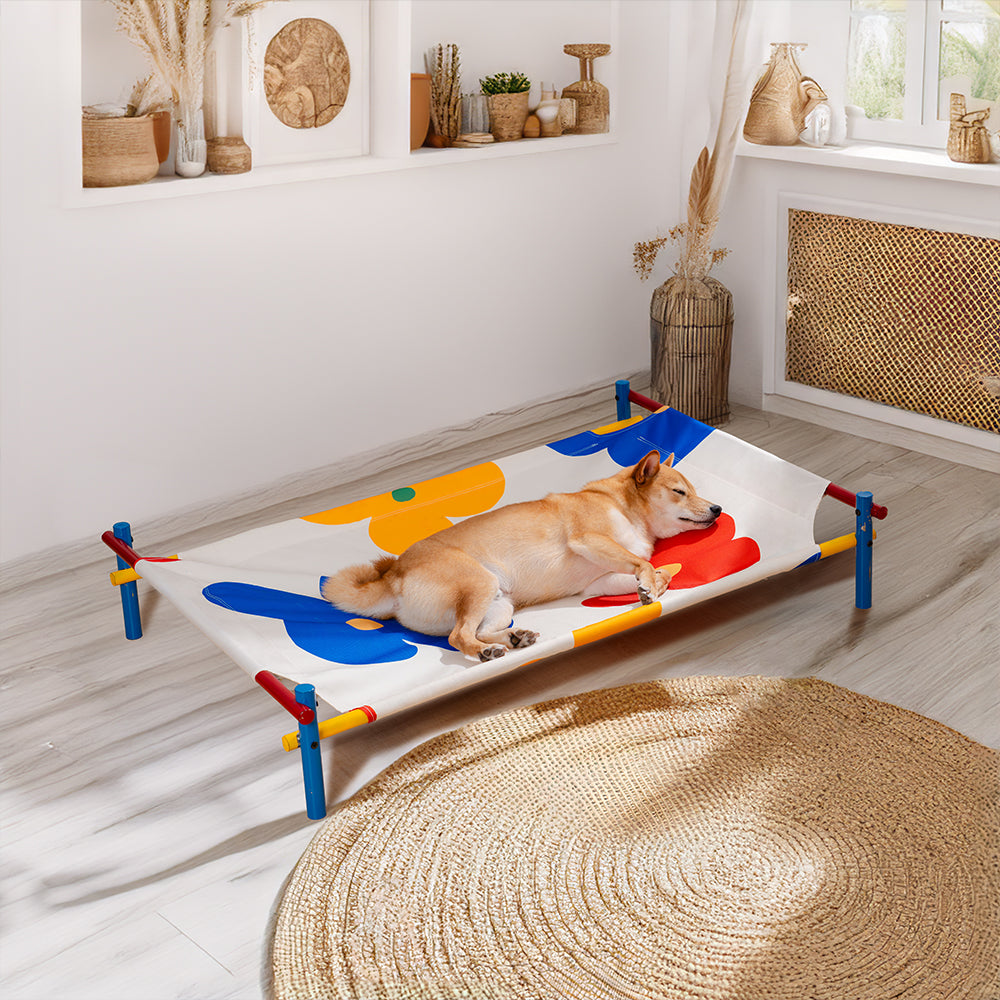 Cama elevada para perros de aluminio con estampado vibrante de verano - Summer Paradise