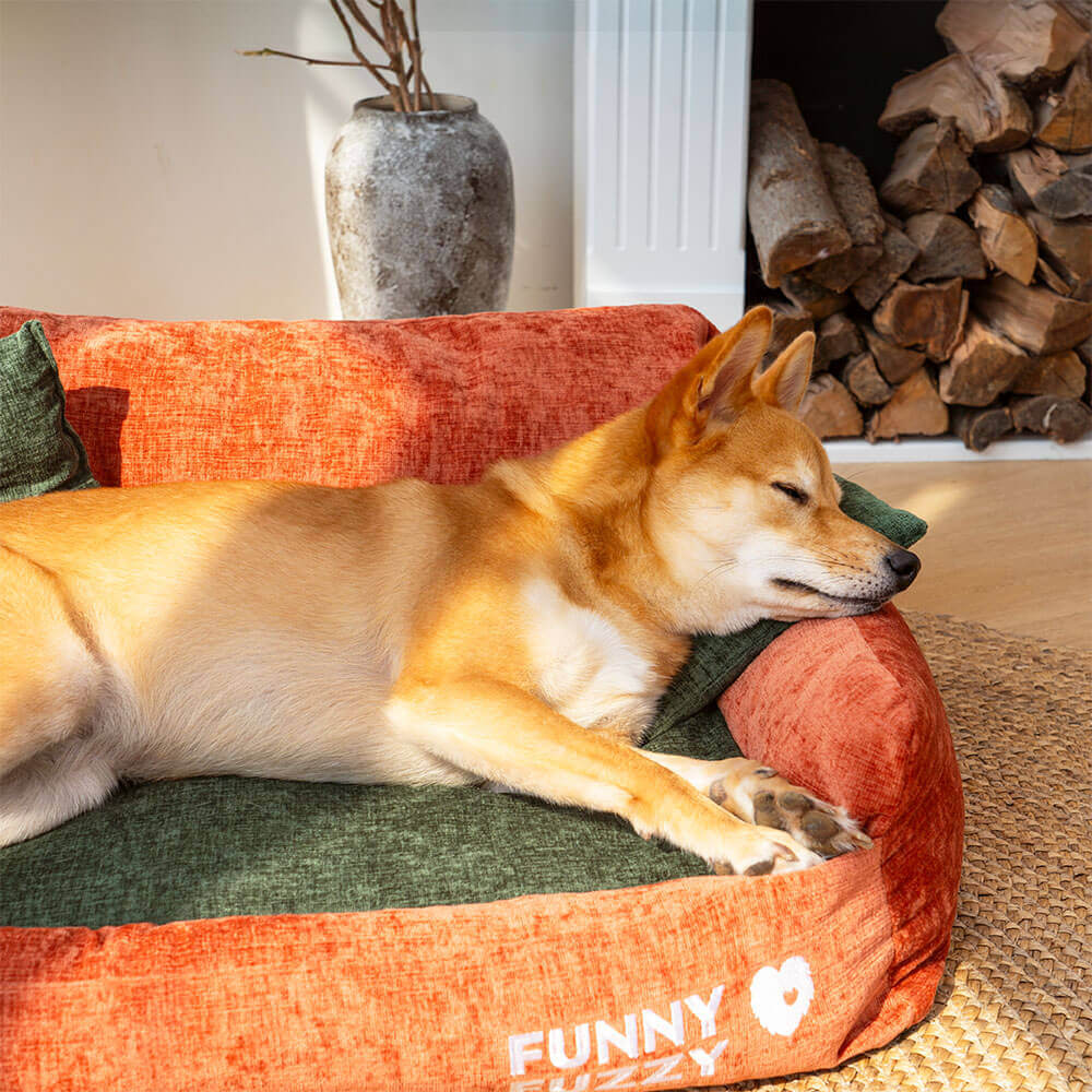 Sofá cama para perros y gatos de tela de chenilla de estilo vintage