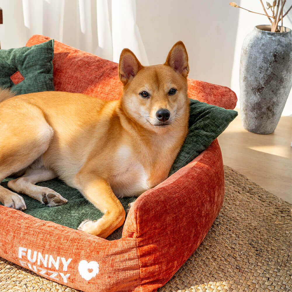 Sofá cama para perros y gatos de tela de chenilla de estilo vintage