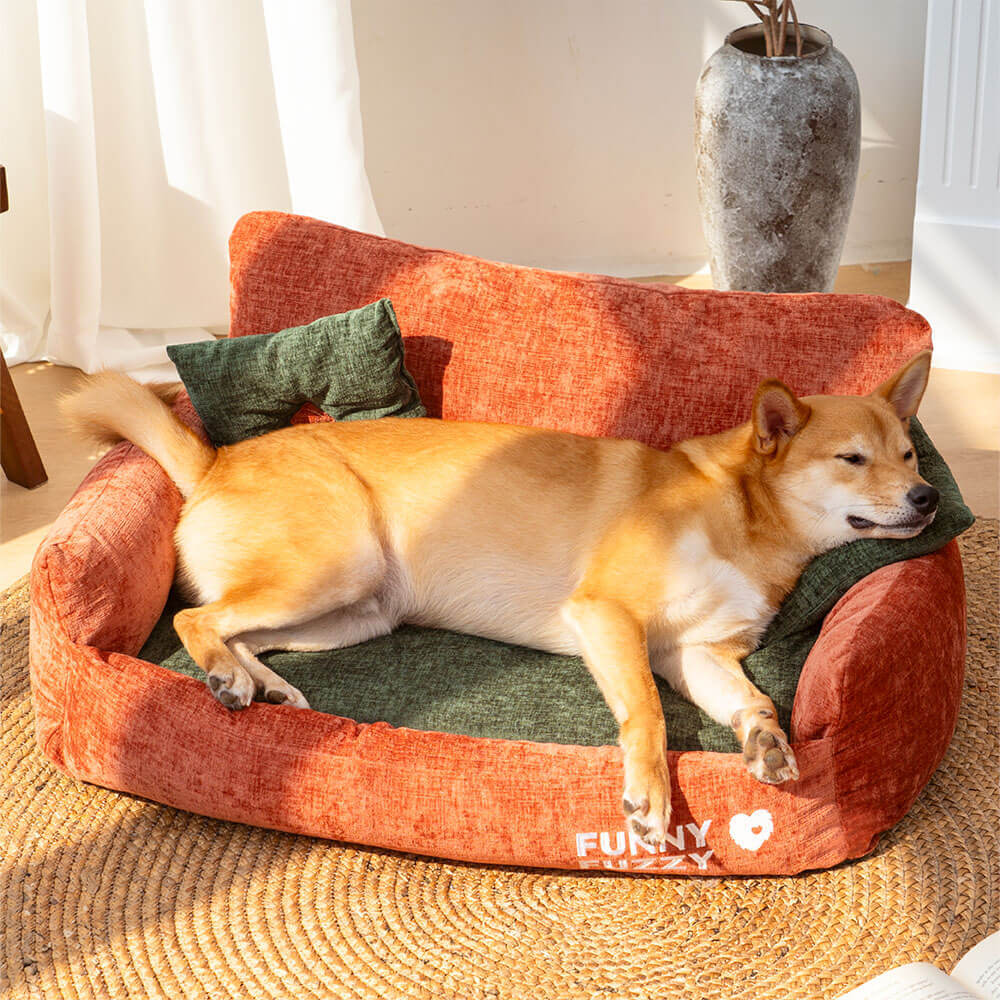 Sofá cama para perros y gatos de tela de chenilla de estilo vintage