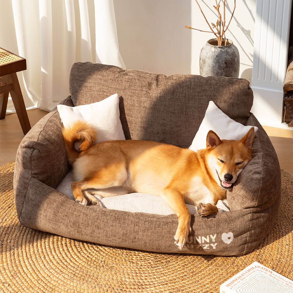 Sofá cama para perros y gatos de tela de chenilla de estilo vintage