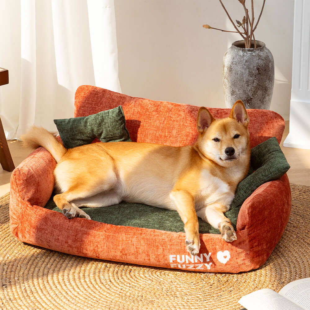 Sofá cama para perros y gatos de tela de chenilla de estilo vintage